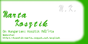 marta kosztik business card